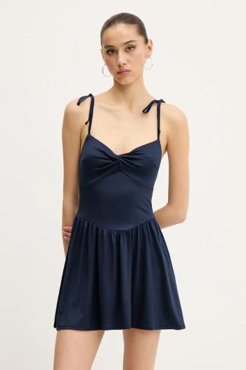 Šaty Hollister Co. tmavomodrá farba, mini, áčkový strih, KI359-5010