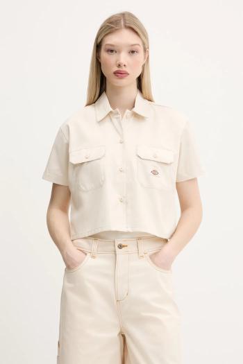 Košeľa Dickies béžová farba, voľný strih, s klasickým golierom, DKDFS573F901