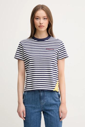 Bavlnené tričko Tommy Hilfiger SAILING dámske, tmavomodrá farba, WW0WW45935