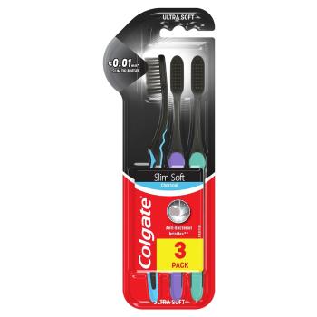 COLGATE Zubná kefka Slim Soft Charcoal Mäkká 3 ks