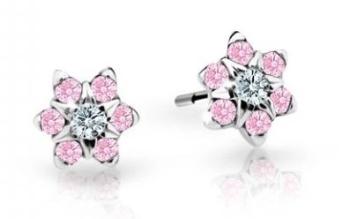 Cutie Jewellery Pôvabné detské náušnice z bieleho zlata C2152-30-X-2 ružová