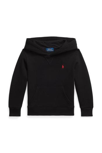 Mikina Polo Ralph Lauren čierna farba, s kapucňou, jednofarebná, 322749954058