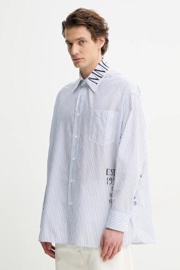 Bavlnená košeľa MM6 Maison Margiela pánska, biela farba, voľný strih, s klasickým golierom, SH0DT0014.M35251
