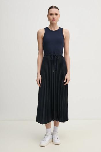 Šaty Tommy Hilfiger tmavomodrá farba, midi, áčkový strih