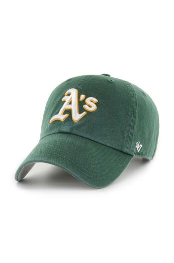 Bavlnená šiltovka 47 brand MLB Oakland Athletics zelená farba, s nášivkou, BCPTN-DBLUN18GWS-DG08