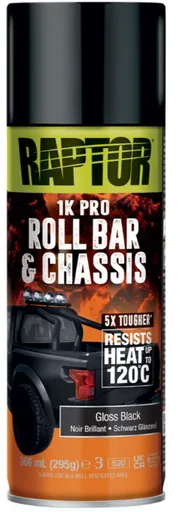 RAPTOR 1K ROLL BAR & CHASSIS - Sprej na podvozky a rámy satin black, 0,295 kg
