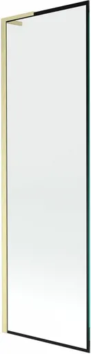 MEXEN/S - Next L vaňová zástena FIX 60 x 150, čierna vzor, zlatá kartáčovaná 895-060-000-03-70-55