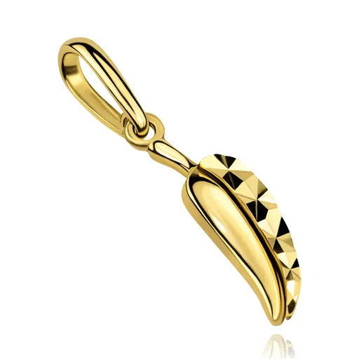 Zlatý prívesok 9K zvlnený list s diamantovým rezom