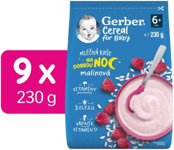 GERBER Cereal mléčná kaše malinová Dobrou noc 9 x 230 g