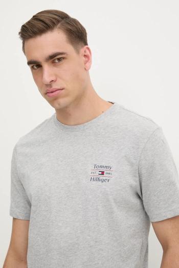 Bavlnené tričko Tommy Hilfiger pánske, šedá farba, s potlačou, MW0MW38622