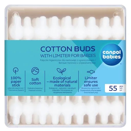 CANPOL BABIES Vatové tyčinky s obmedzovačom papierové 56 ks