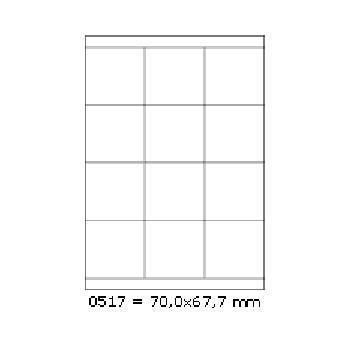 Samolepiace etikety 70 x 67,7 mm, 12 etikiet, A4, 100 listov