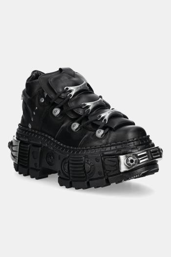 Kožené tenisky New Rock Crust Negro, Tank Casco Negro Power čierna farba, M-WALL106-S10