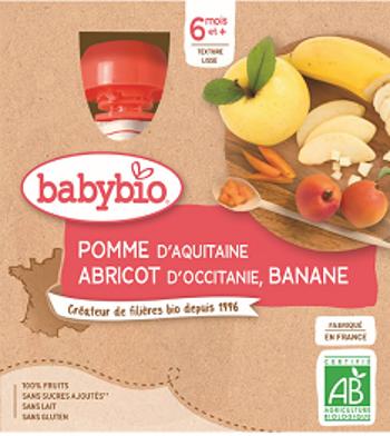 BABYBIO doypack jablko, marhuľa, banán 4 x 90 g