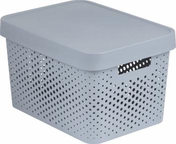 CURVER Úložný box INFINITY DOTS 17l s vekom | sivá