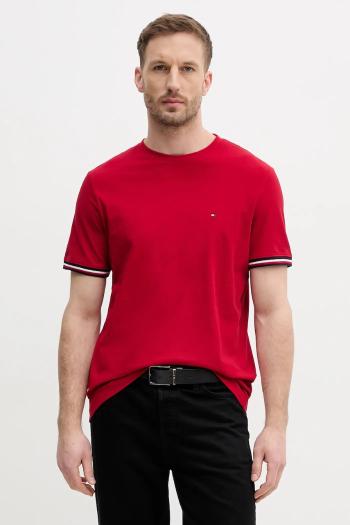 Bavlnené tričko Tommy Hilfiger pánske, červená farba, jednofarebné, MW0MW38630