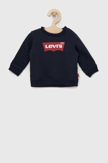 Detská bavlnená mikina Levi's tmavomodrá farba, s potlačou