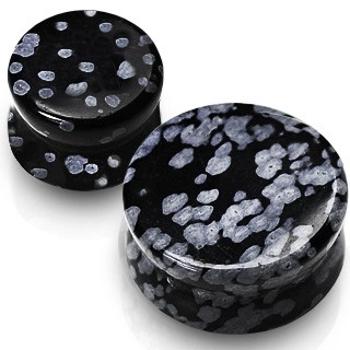 Plug do ucha - Obsidián, polodrahokam čiernej farby, mramorovanie - Hrúbka: 6 mm 