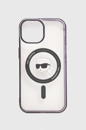 Puzdro na mobil Karl Lagerfeld iPhone 15 6.1 priehľadná farba