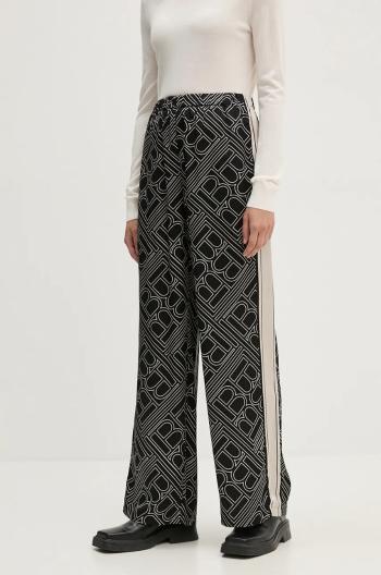 Nohavice Bruuns Bazaar FloretBBRina pants dámske, čierna farba, rovné, vysoký pás, BBW4151