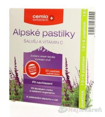 Cemio Alpské pastilky šalvěj a vitamin C pst.15+5