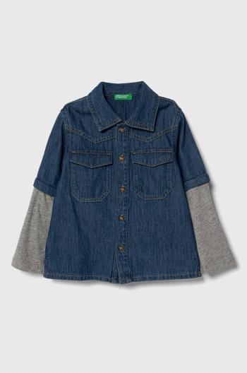Detská riflová košeľa United Colors of Benetton tmavomodrá farba