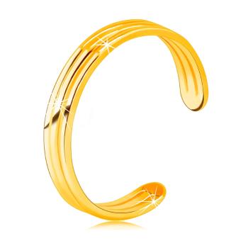 Prsteň zo žltého zlata 585 s otvorenými ramenami - tri tenké hladké prúžky - Veľkosť: 54 mm