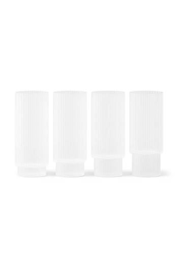 Sada pohárov na nápoje ferm LIVING Ripple Long Drink Glasses 300 ml 4-pak