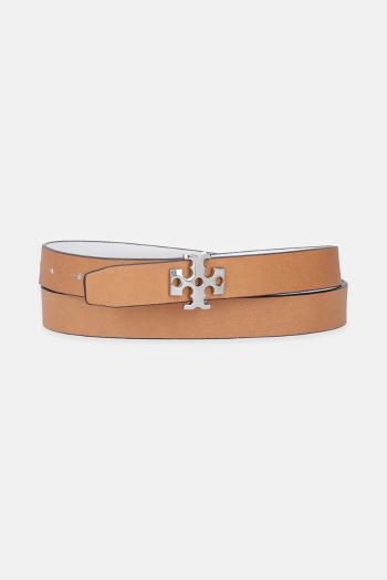 Obojstranný kožený opasok Tory Burch Logo biela farba, 157857-137