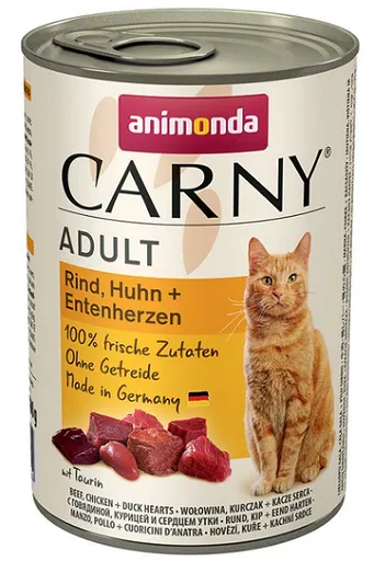 Animonda CARNY® cat Adult hovädzie, kura a kačacie srdiečka konzervy pre mačky 6x400g