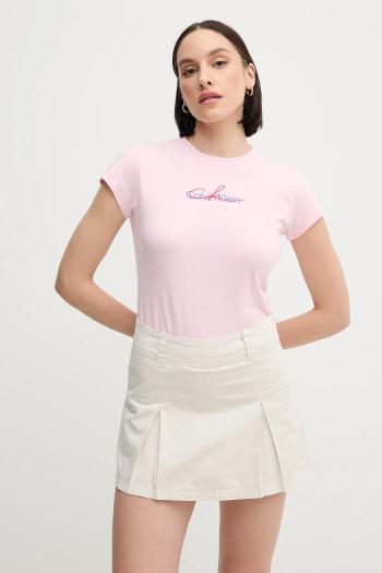 Tričko Calvin Klein Jeans dámske, fialová farba, LV047B828G