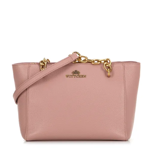 Dámska ramenná kožená kabelka ružová 100-4E-604-P