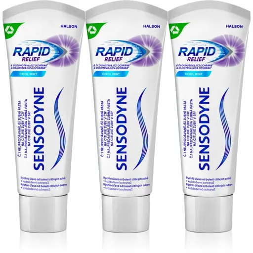 Sensodyne Rapid Cool Mint zubná pasta s fluoridom pre citlivé zuby 3x75 ml