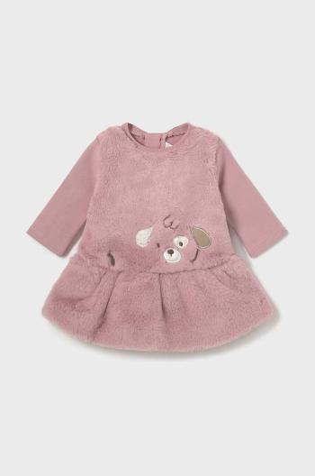 Šaty pre bábätká Mayoral Newborn ružová farba, mini, áčkový strih, 2890