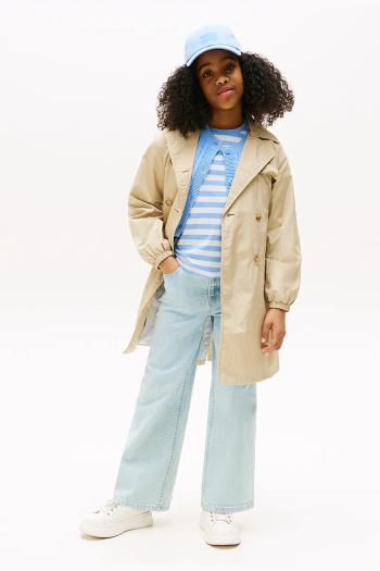 Kabát Tommy Hilfiger béžová farba, KG0KG08730
