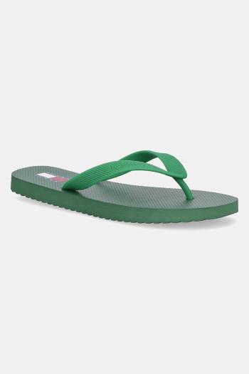 Šľapky Tommy Jeans BEACH SANDAL pánske, zelená farba, EM0EM01560