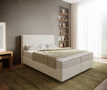 Boxspringová posteľ Dream-Well 160x200 cm bouclé krémovo-biela
