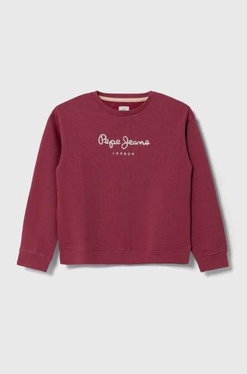 Detská bavlnená mikina Pepe Jeans bordová farba, s potlačou