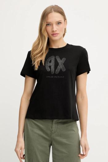 Bavlnené tričko Armani Exchange dámske, čierna farba, XW000548 AF10359