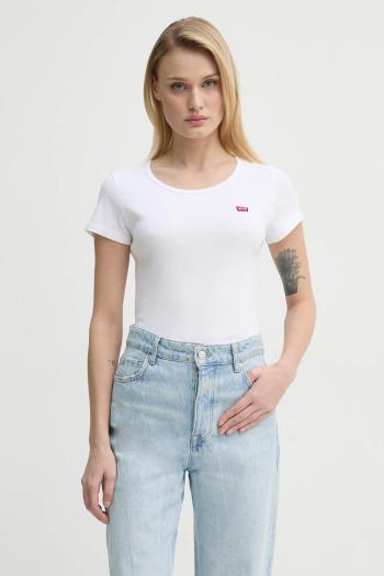 Bavlnené tričko Levi's 2PACK CREWNECK TEE 2-pak dámske, biela farba, 74856