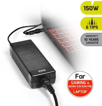 Hálózati tápegység PORT CONNECT univerzális laptop hálózati adapter, 150 W, 6x csatlakozó