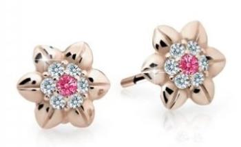 Cutie Jewellery Krásne detské náušnice z ružového zlata C2202-30-X-4 fuchsiová