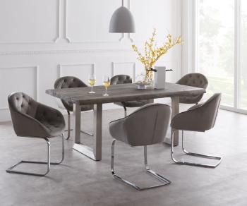 Jedálenský stôl Edge 180x90 XL Akácia platina nerezová oceľ široká