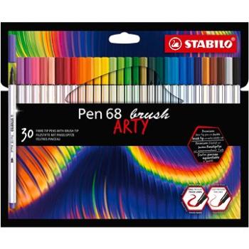 STABILO Pen 68 brush s flexibilným štetcovým hrotom, puzdro 30 farieb (4006381578219)