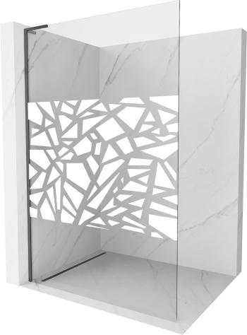 MEXEN/S - Kioto L Sprchová zástena WALK-IN 100 x 200, biely vzor, grafit kartáčovaná 800-100-103-66-85