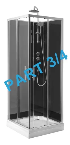 AQUALINE - GRANVIK sprchovací box 800x800x2180 komponent 3/4 zadné tmavé sklo 19-080-09-12-00