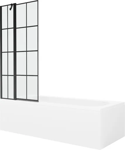 MEXEN/S - Vega obdĺžniková vaňa 180 x 80 cm s panelom + vaňová zástena 80, čierna vzor 550118080X9408117077