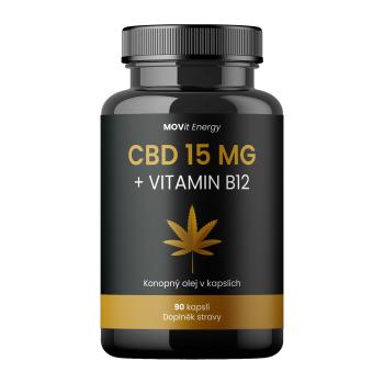 MOVIT ENERGY Konopný olej 15 mg CBD + Vitamin B12, 90 kapsúl