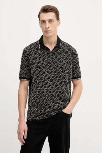 Bavlnené polo tričko Armani Exchange čierna farba, vzorované, XM001883 AF10356