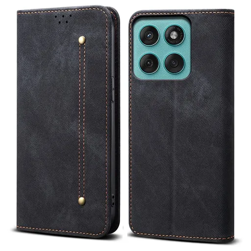 DENIM Peňaženkový kryt pre Motorola Edge 60 Pro čierny